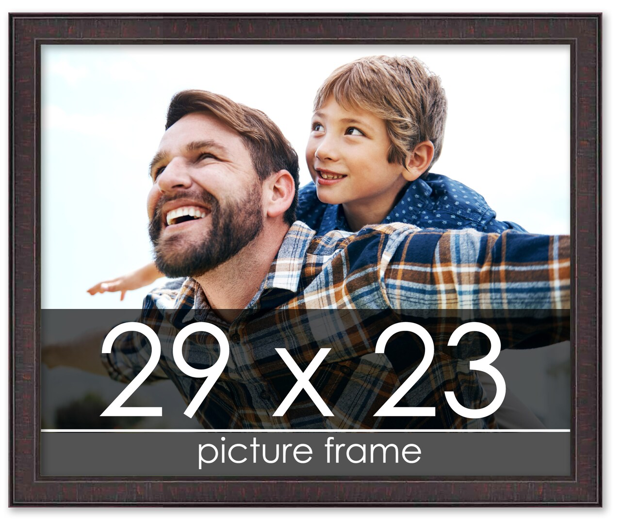Photo Size Textured Brown Picture Frame - UV Acrylic, Foam Board Backing, Hanging Hardware